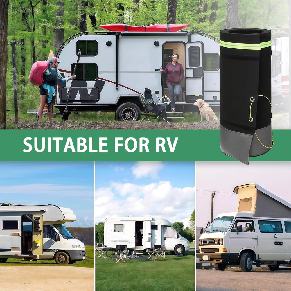 Battiscopa per camper resistente per rimorchi da viaggio, gonna per camper fai da te con fondo in rete di ferro, fibra di poliestere impermeabile per il freddo