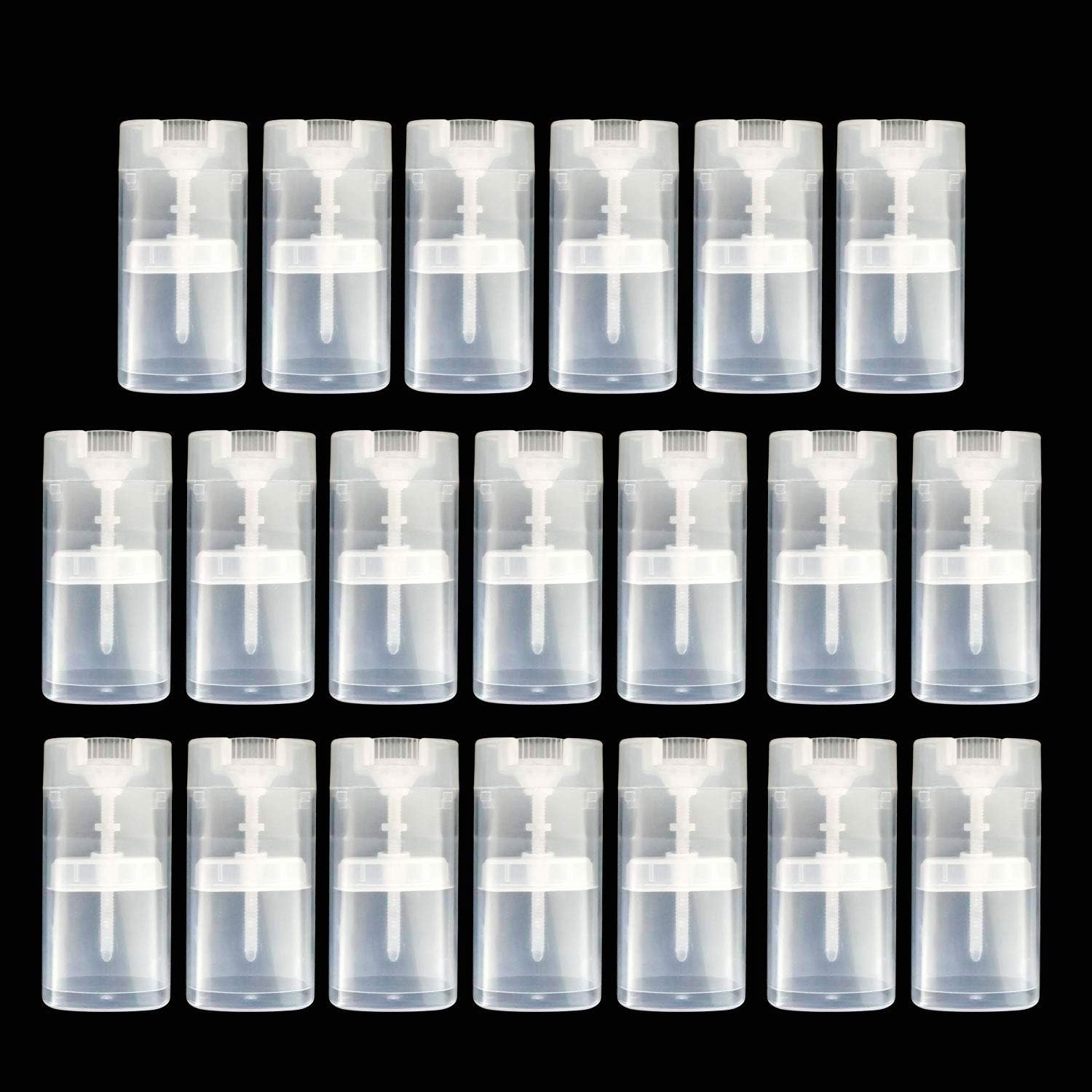 VEIDIA 15ML Clear Deodorant Containers Empty Oval Lip Balm Lipstick Tubes Plastic, Pack of 20