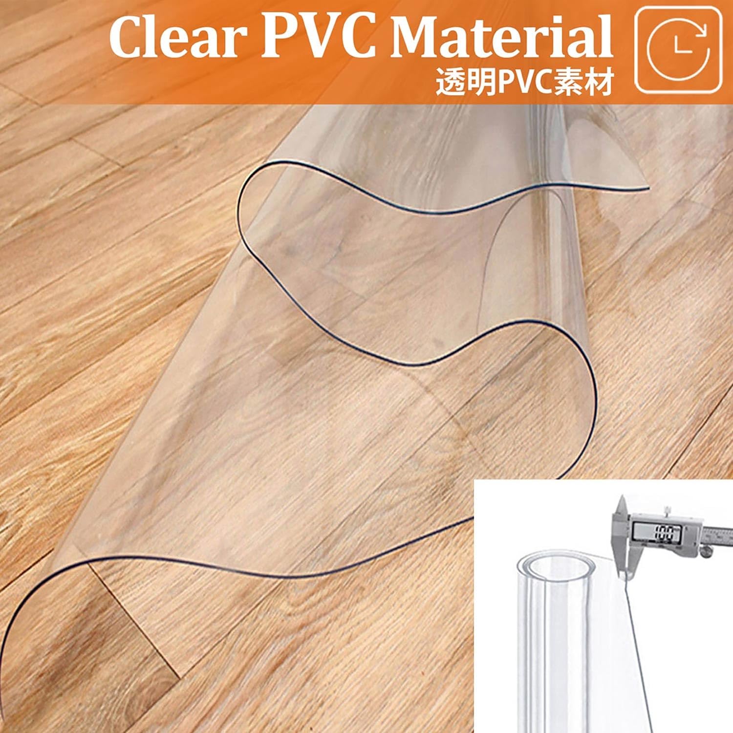 Alfombrilla de PVC transparente para sillas con ruedas | Protector de suelo de oficina para sillas rodantes | Tapete rectangular transparente 90 x 200 cm | Resistente a los arañazos, fácil de limpiar