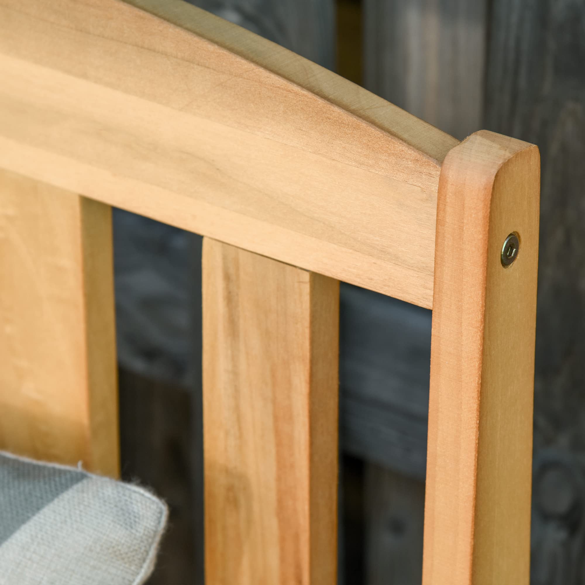 Outsunny Panchina da Giardino a Dondolo da 2 Posti con Braccioli, Panchina da Esterno in Legno di Abete, 132x51x95.5cm, Colore Legno