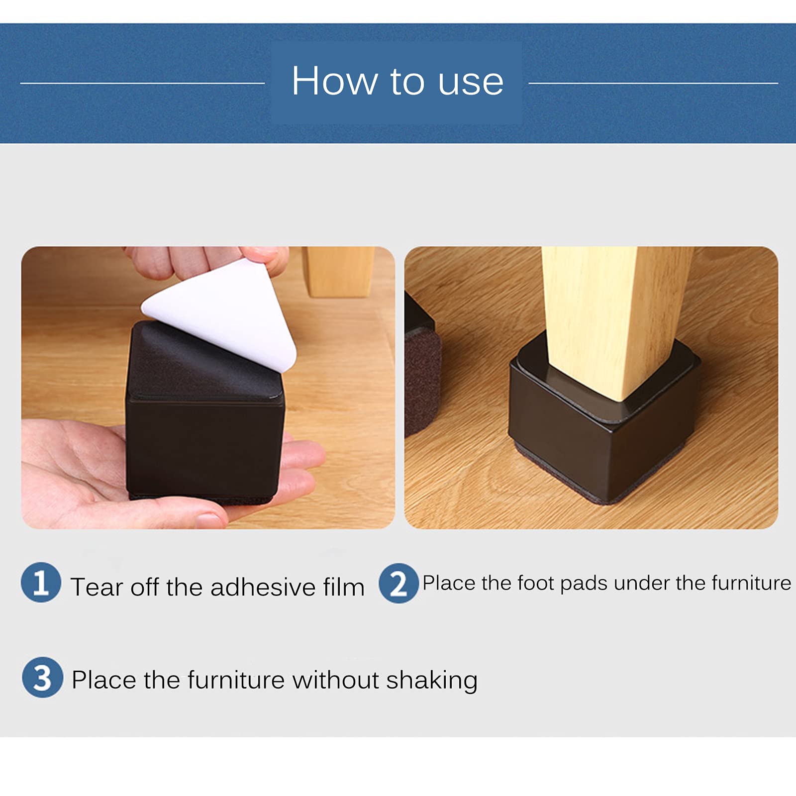 4 patas resistentes para armarios, patas redondas de acero al carbono para sofás y mesas de muebles, base de fieltro para proteger el suelo, instalación autoadhesiva (40 x 40 mm/1,57 x 1,57 pulgadas,