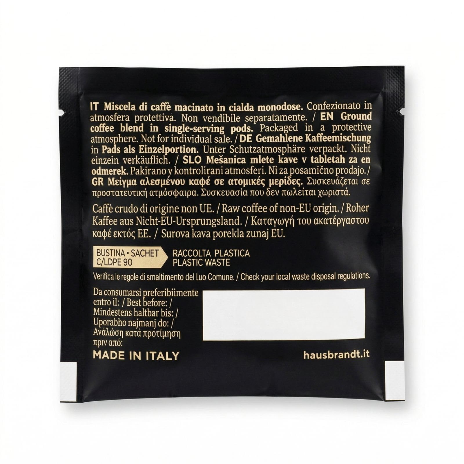 Hausbrandt Caffè Espresso in Cialde di Carta Filtro, 144 Cialde Monodose, Miscela di Caffè Tostato e Macinato, 1000g