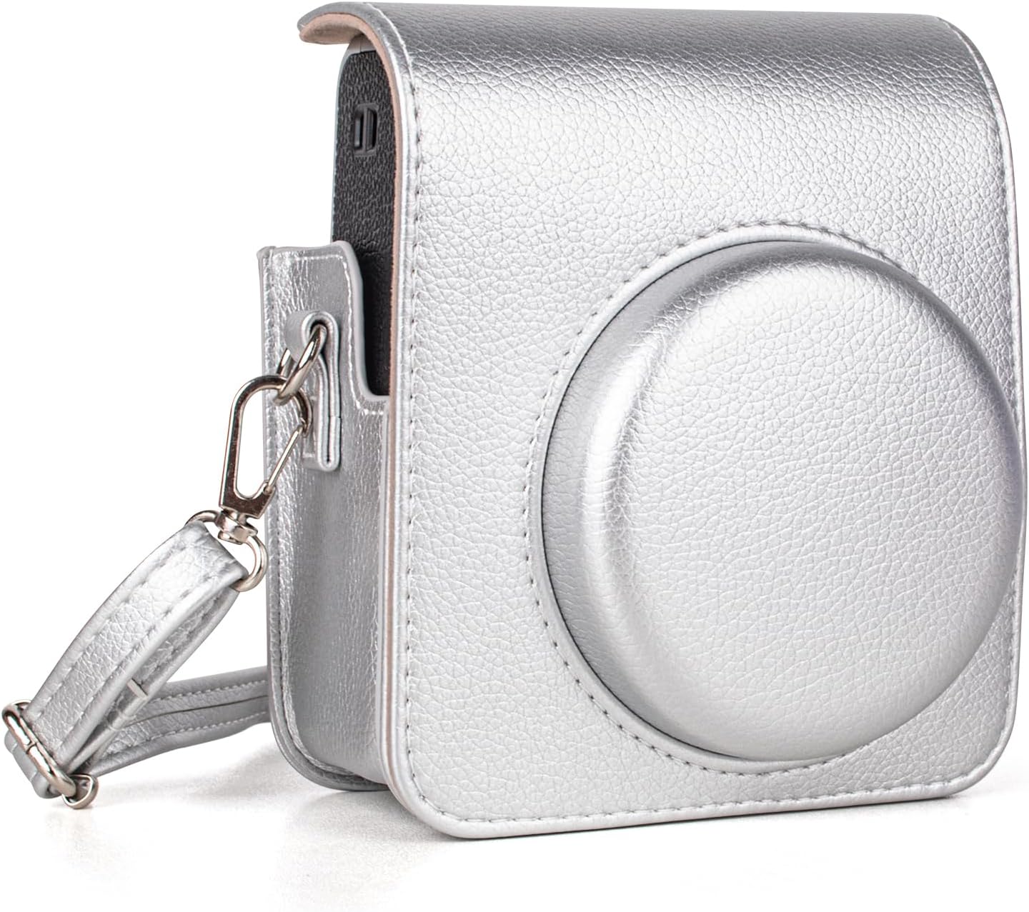 Fuji Mini 40 Caemra Case, PU Leather Protective Case Compatible for Instax Mini 40 Instant Camera with Adjustable Shoulder Strap - Silver