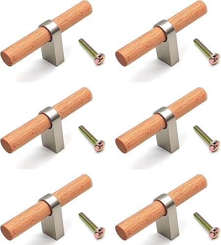 Miniatura 5 de Manijas de gabinete de cocina, tiradores de gabinete en forma de T, tiradores de cajón, espacio entre agujeros de 3.78 pulgadas (5.9 pulgadas de