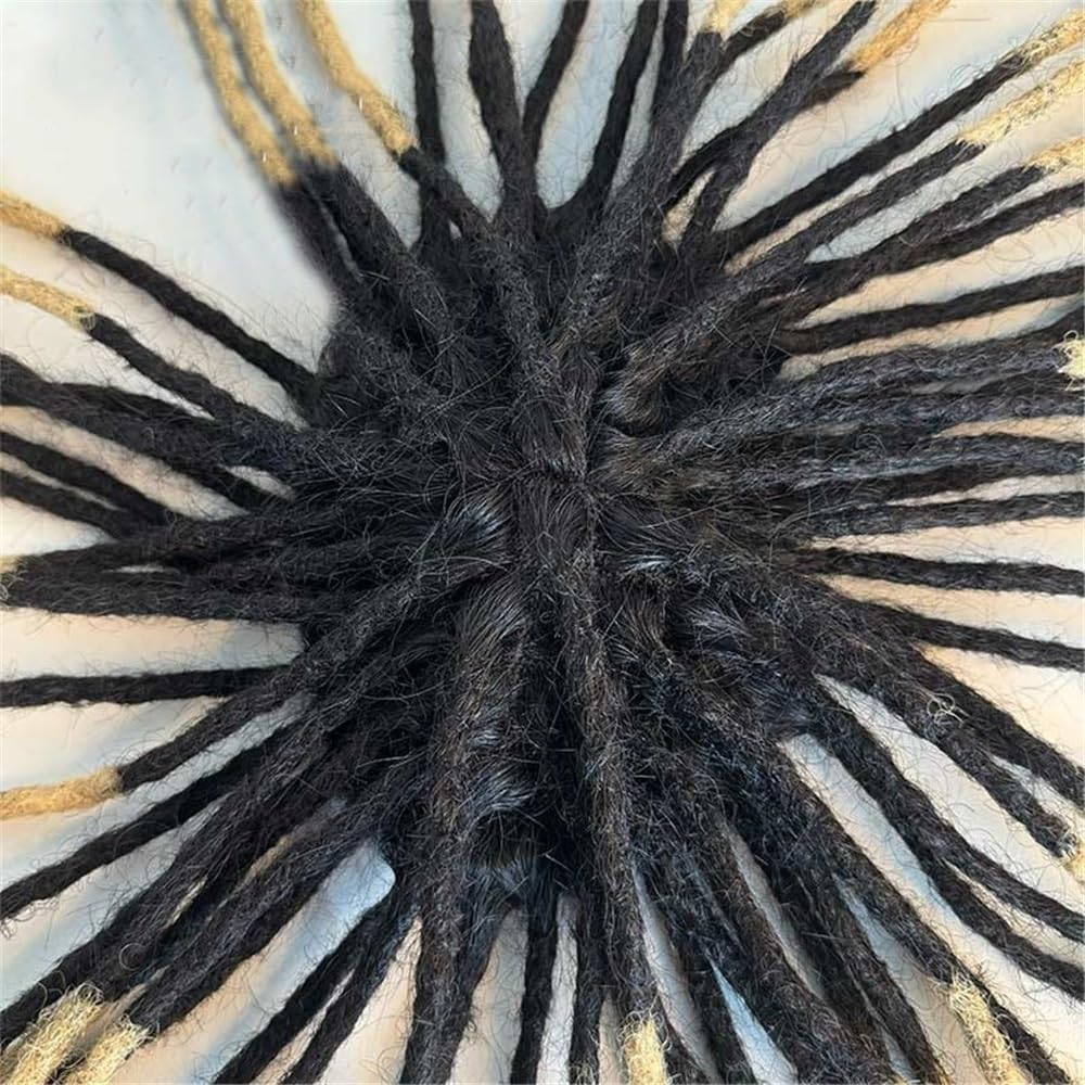 Peruki męskie Peruka dredowa dla czarnoskórych mężczyzn Mono Base Men Prosthesis 9" Afro Braids Human Hair System Unit Peruka syntetyczna naturalna i puszysta(5x7)