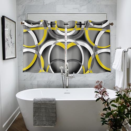 Miniatura 10 de Sabolny Geometría amarilla cortinas de ventana de 90 pulgadas de largo panel de cortina de cocina con ojales para sala de estardormitorio juego de 2
