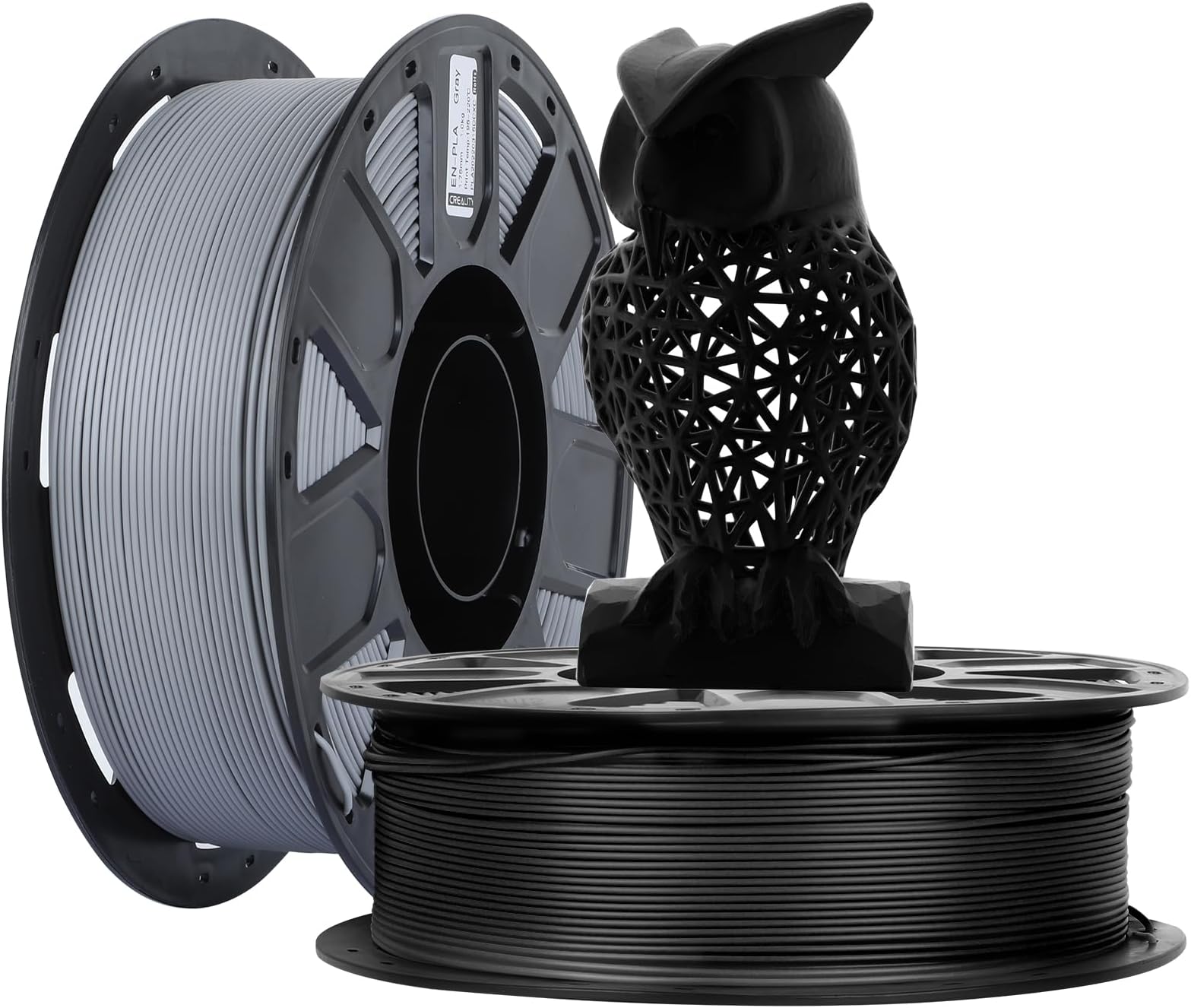 Creality PLA Filament 1.75mm 3D Printer Filament Ender PLA No-Tangling Smooth Printing Accuracy +/- 0.02mm Fit Most FDM 3D Printers (Black & Gray 2-Pack), 2.2lbs/Spool*2
