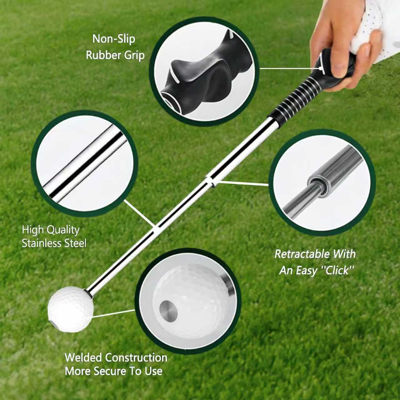 Retractable Golf Swing Trainer – Golf Grip Trainer with Arm Band for Right-Handed Golfers, Grip Correction & Swing Click Feedback Training Aid, Indoor & Outdoor Practice, Golf Gifts for Men - 5
