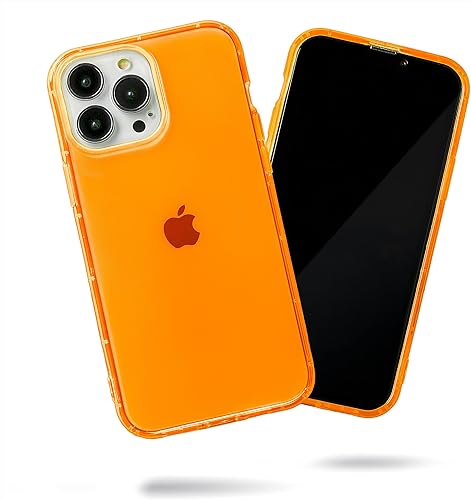 SteepLab Neon Highlighter - Funda para iPhone 13 Pro Max, funda Grippy Jelly con bolsillos protectores de aire (naranja brillante intenso)