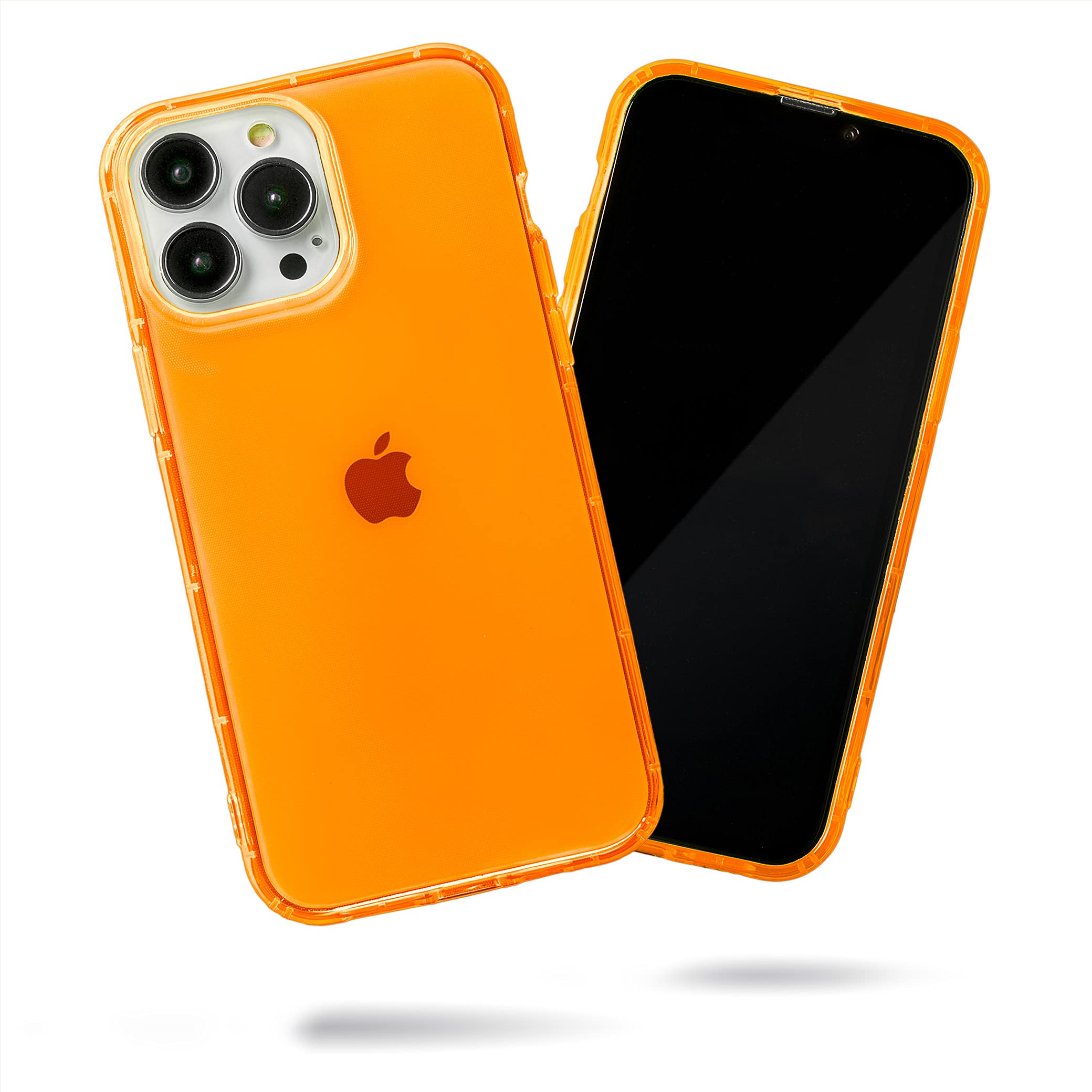 SteepLabNeon Highlighter Case for iPhone, The Grippy Jelly Case w/Protective Air Pockets (Intense Bright Orange, iPhone 13 Pro Max)