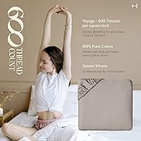 Vista 18 de MAYFAIR LINEN Twin XL Fitted Sheet Only - 100% Egyptian Cotton 600 Thread Count 16" Deep Pocket Fitted Sheet Twin XL, Cooling Sateen Elastic Bottom