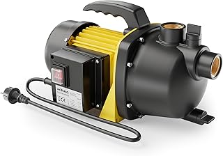 Wiltec Pompe de jardin – 1200 W 3800 l/h – Hauteur de débit 48 m – avec Poignée de transport et Vis de purge – pour Eau douce Eau de pluie Bassin