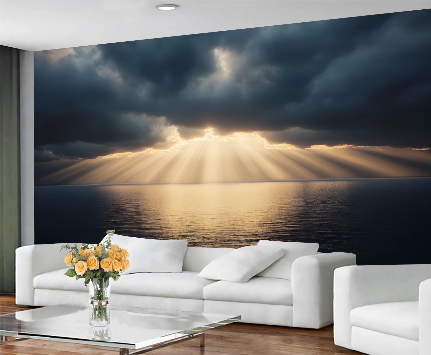 GIVLWF Cloud Wallpaper, Black Sky Self Adhesive Wallpaper for Living Room, Fantasy Clouds Wall Paper for Bedroom, Sky Cloud Wall Mural, Natural Scenery Large Mural & Room Decor
