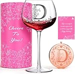 Personalized Wine Glass Gifts for Women, Custom A–Z Initial Wine Glasses, Monogrammed Birthday Gifts for Women Mom, Friend, Sister, Wife (Letter K)