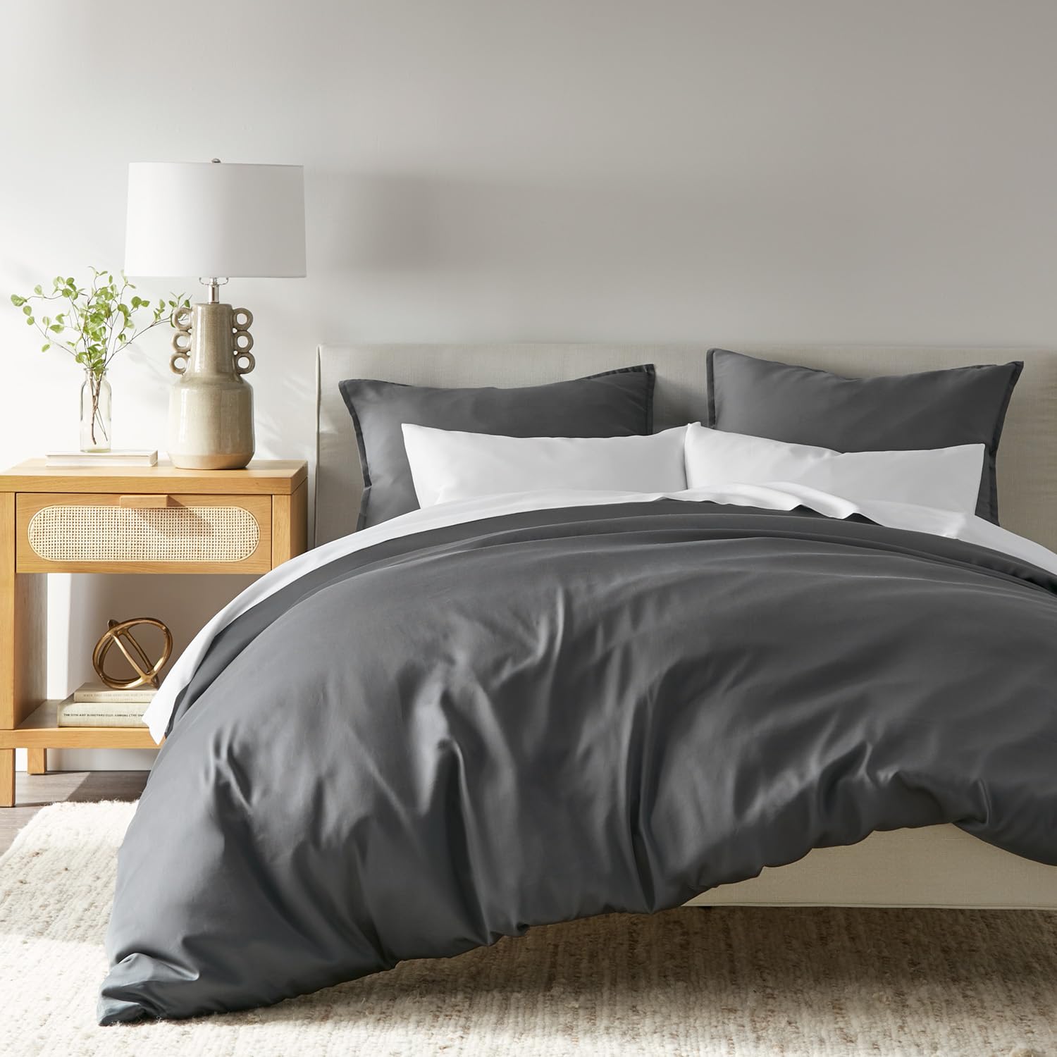 Copripiumino Lasuens 100% Lyocell – Morbido E Fresco – Queen/Full Set Grigio – Certificato OEKO-TEX