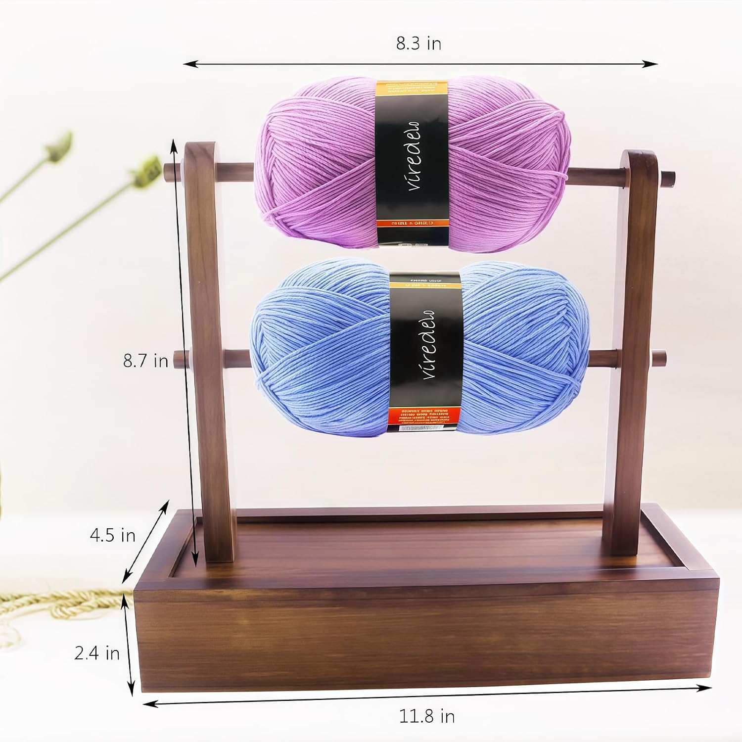 Yarn Holder Dispenser for Crocheting, Walnut Wood, Painted Finish, Yarn Storage Box, Easy Assembly