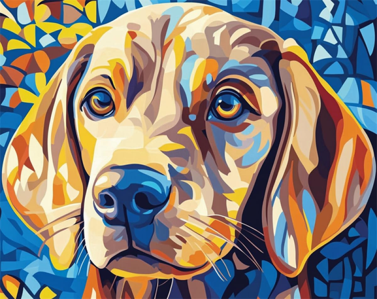 N.LANSHAN Animale Diy Tappeto Annodare Fai Da Te Kit Cane Astratto Set Per Tappeti Con Gancio，Kit Per Arazzo Fatti A Mano Con Prestampa，Regalo Artigianale 3D Fai Da Te 55x75cm