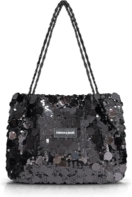 Sparkly Purses for Women, Womens Totes Bags with Zipper and Leather Handle, Trendy Glitter Purses for Women