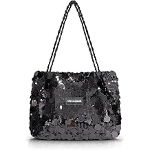 AfitLulu Large Sequin Tote Bag Women's Tingling Handbag with Zip and Leather Handle, Fashionable Shoulder Bag, Clutch Bag, Shopper Bag for Parties, Dates, Banquets