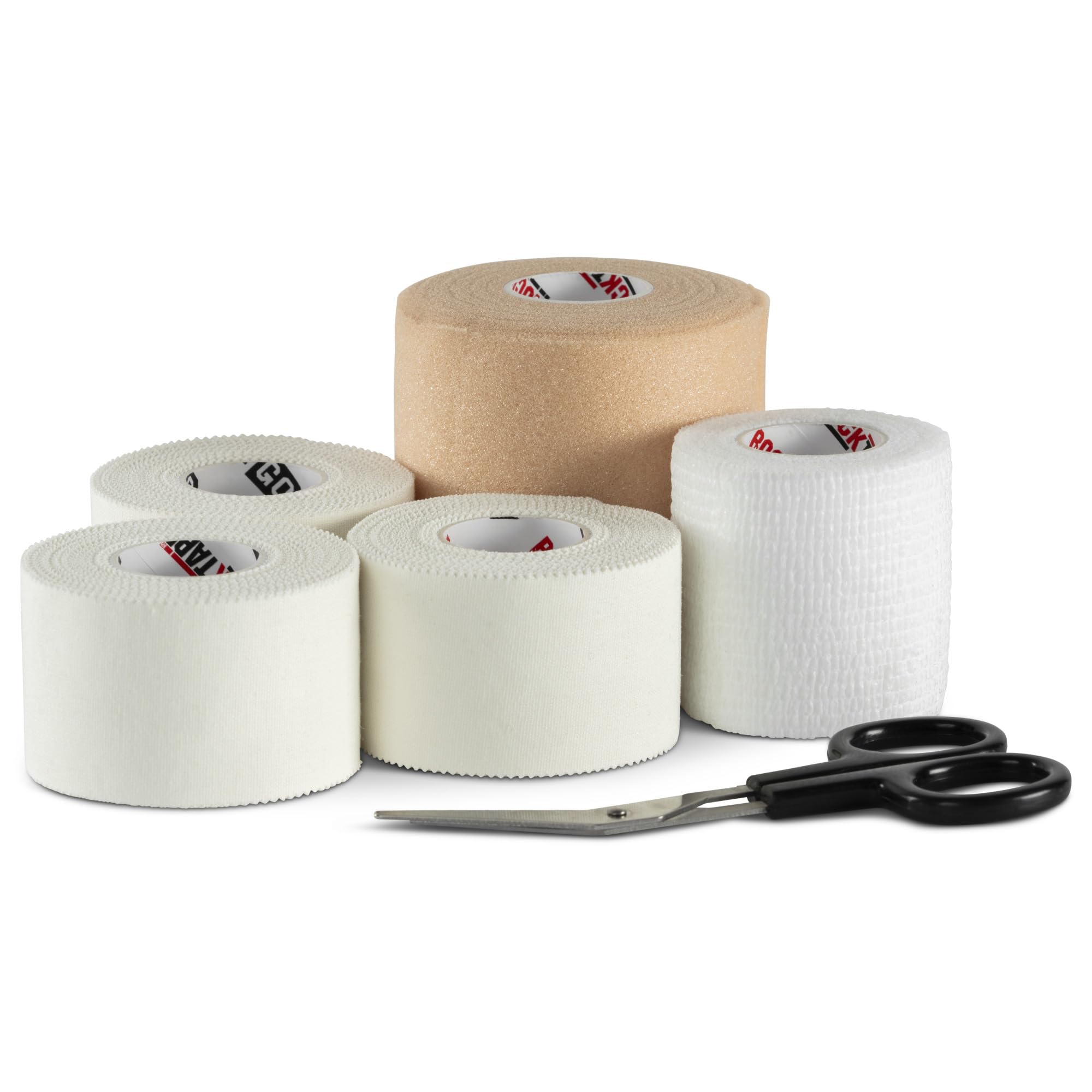 RockTape Go Taping Kit – Athletic Tape, Underwrap, Self-Stick Tape, and Scissors in Portable Case – Sports Tape Set for Joint Support, Training, and On-The-Go Taping Needs