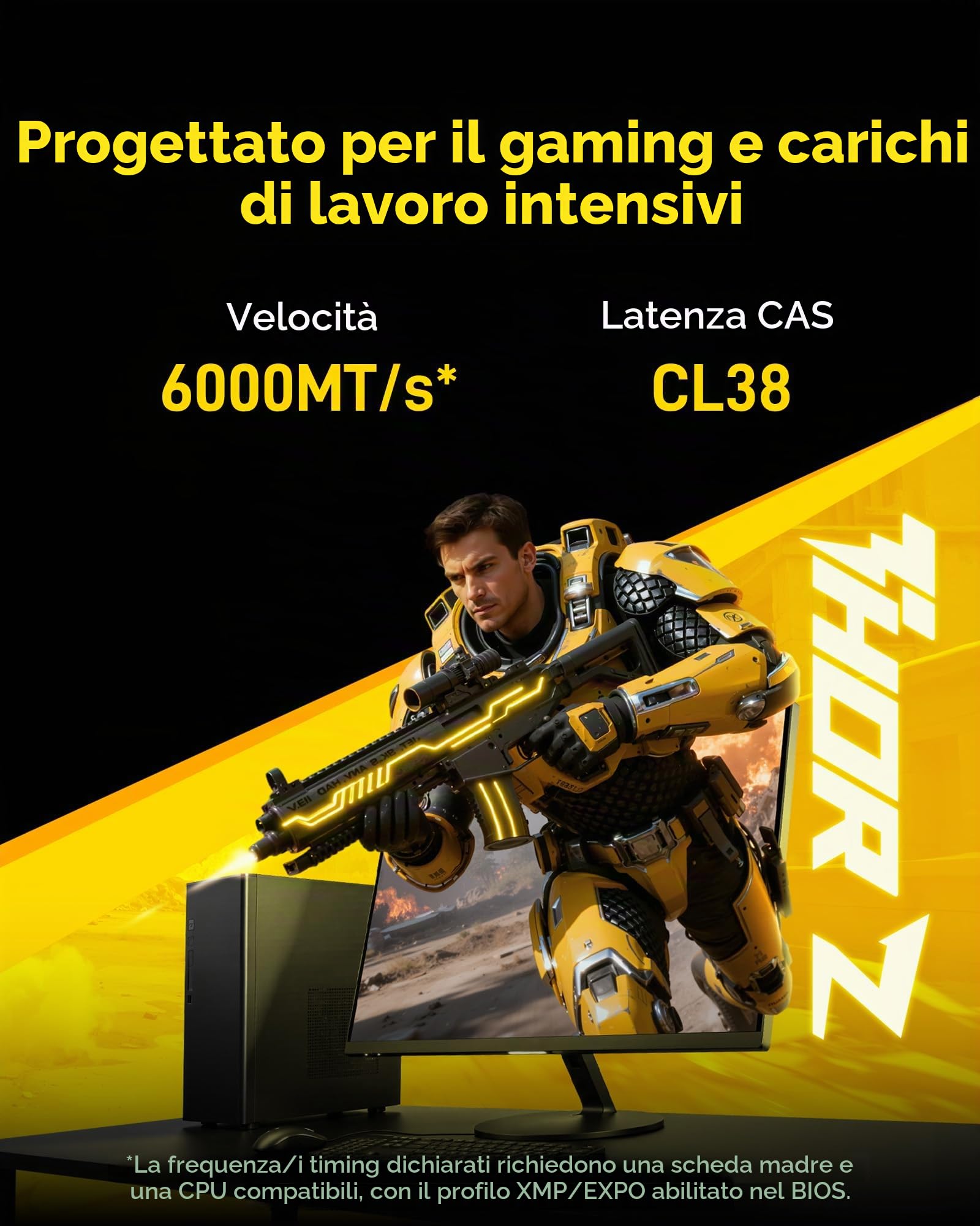 Lexar OC DDR5 RAM 1x8GB 6000 MHz, DRAM 288-Pin UDIMM Memoria Desktop, Memoria PC ad alte prestazioni per computer Intel XMP 3.0/AMD EXPO, Per AI, Gaming, 1.4V