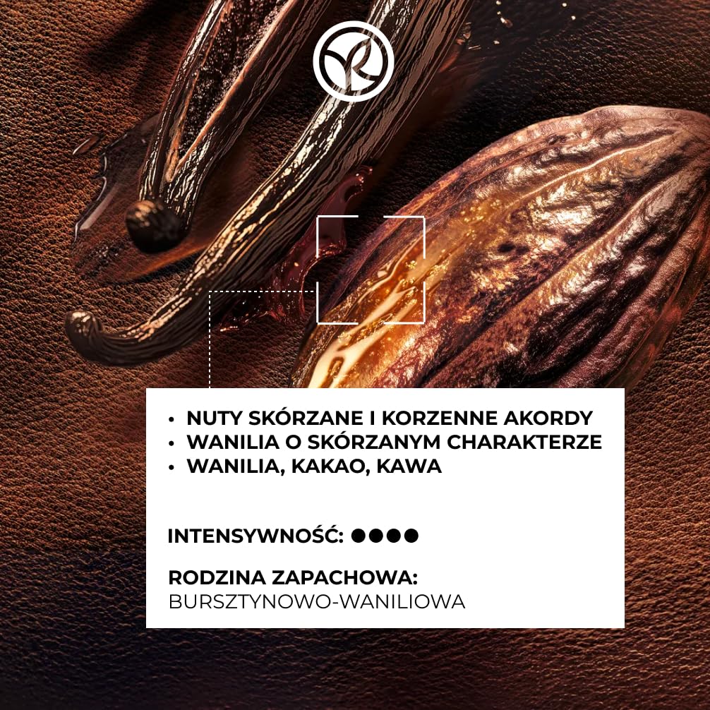 Yves Rocher Cuir de NUIT – woda perfumowana – ambrowo-waniliowy zapach z wanilią, kakao i kawą – zmysłowa, wyrazista kompozycja na wieczór – alkohol pochodzenia roślinnego – 100 ml