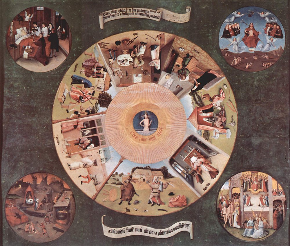 Hieronymus Bosch The Seven grand tableau deco cadre noir mat