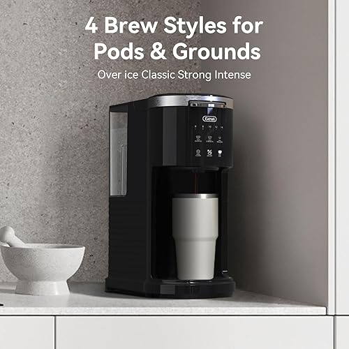 Miniatura 8 de Gevi Cafetera de una sola porción para K Cup y café molido, cafetera en cápsulas con depósito de agua de 40 onzas, tamaños de preparación de 6 a 14