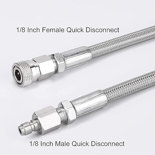 Miniatura 2 de HK Paintball Airsoft Fill Whip Manguera Extensión 4500 PSI PCP, estación de llenado de aire de acero inoxidable de 36 pulgadas y sistema de carga