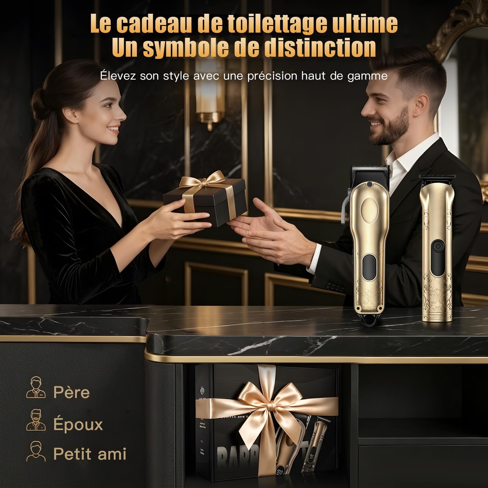 Solati Set de 2 Tondeuses Cheveux Hommes Professionnel, Tondeuse Barbe Homme, Rasoir Électrique Homme avec Écran LCD, Tondeuse de Finition Cheveux et Barbe, Tondeuse Precision Homme, Cadeau Homme