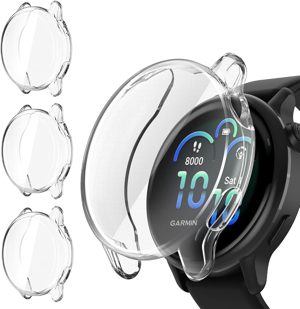 (3 Pack) NTidea Screen Protector Case Compatible with Garmin vivoactive 6 Smart Watch, Soft Color TPU Shockproof Cover Slim Guard Thin Bumper Shell Protector, Clear