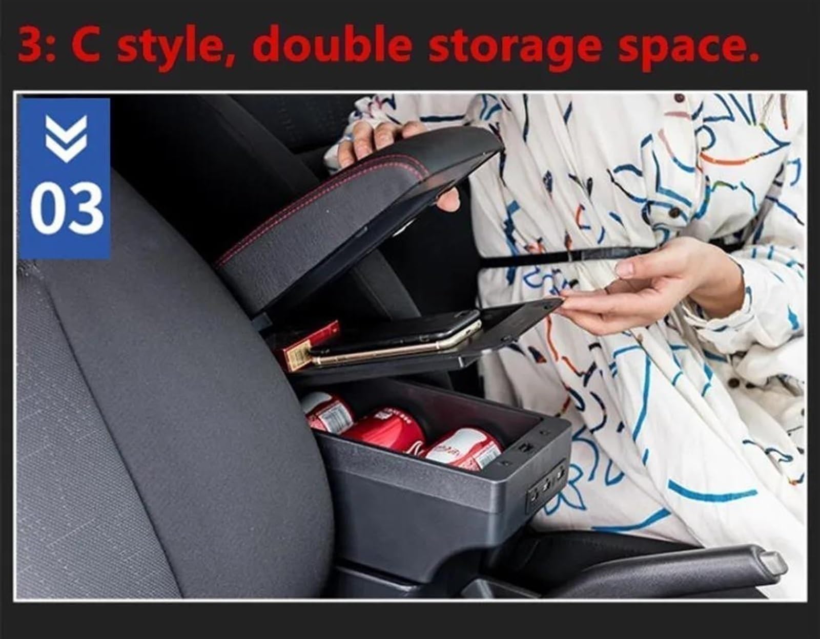 Compatible avec Ford Focus 2 MK2 : boîte de Rangement pour accoudoir Central réglable, Protection et Extension d'accoudoir avec 7 Ports USB.