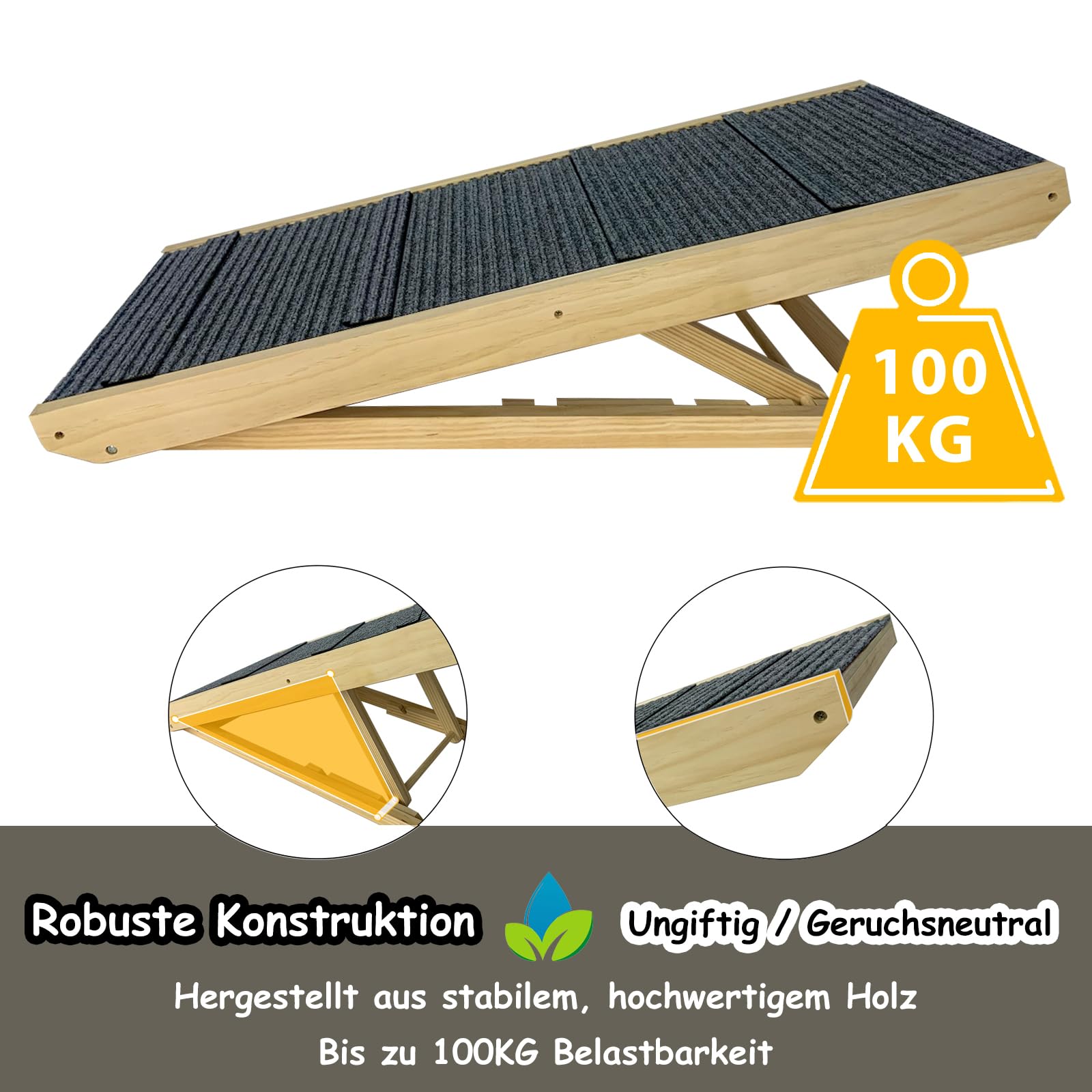 NAIZY Rampa para perros de 60 cm, plegable, altura ajustable, para perros pequeños y gatitos, capacidad de carga antideslizante de hasta 100 kg, tipo A