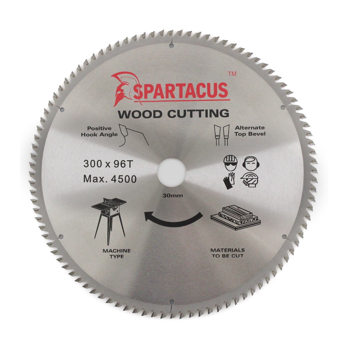 Spartacus Wood Cutting Circular Saw Blade 300mm x 30mm Bore 96 Teeth