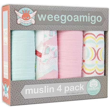 Weegoamigo Four Pack Muslin Swaddle Four Pack