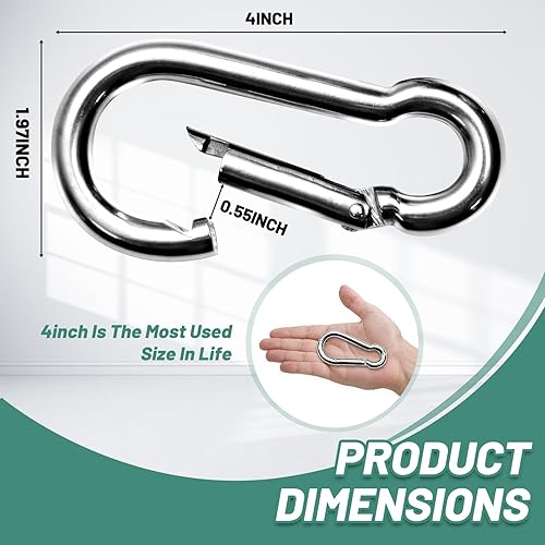 Miniatura 2 de Pixel Panda Accesorios de fitness, 3.1 pulgadas de carga de mosquetón de 800 libras, paquete de 4 y 2 accesorios de cable de mango D