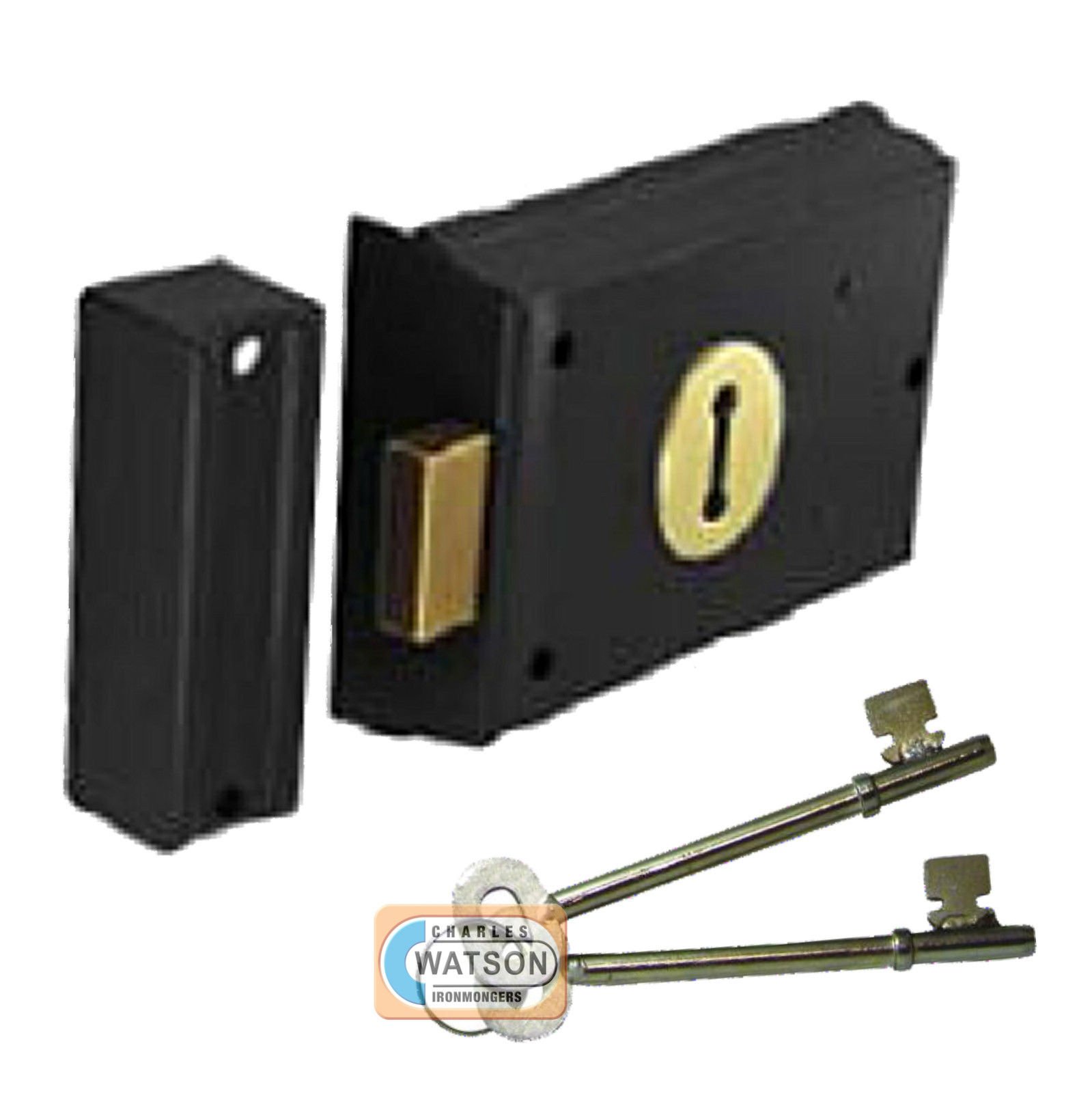 Securit Black 100Mm Double Handed Rim Deadlock With 2 Keys