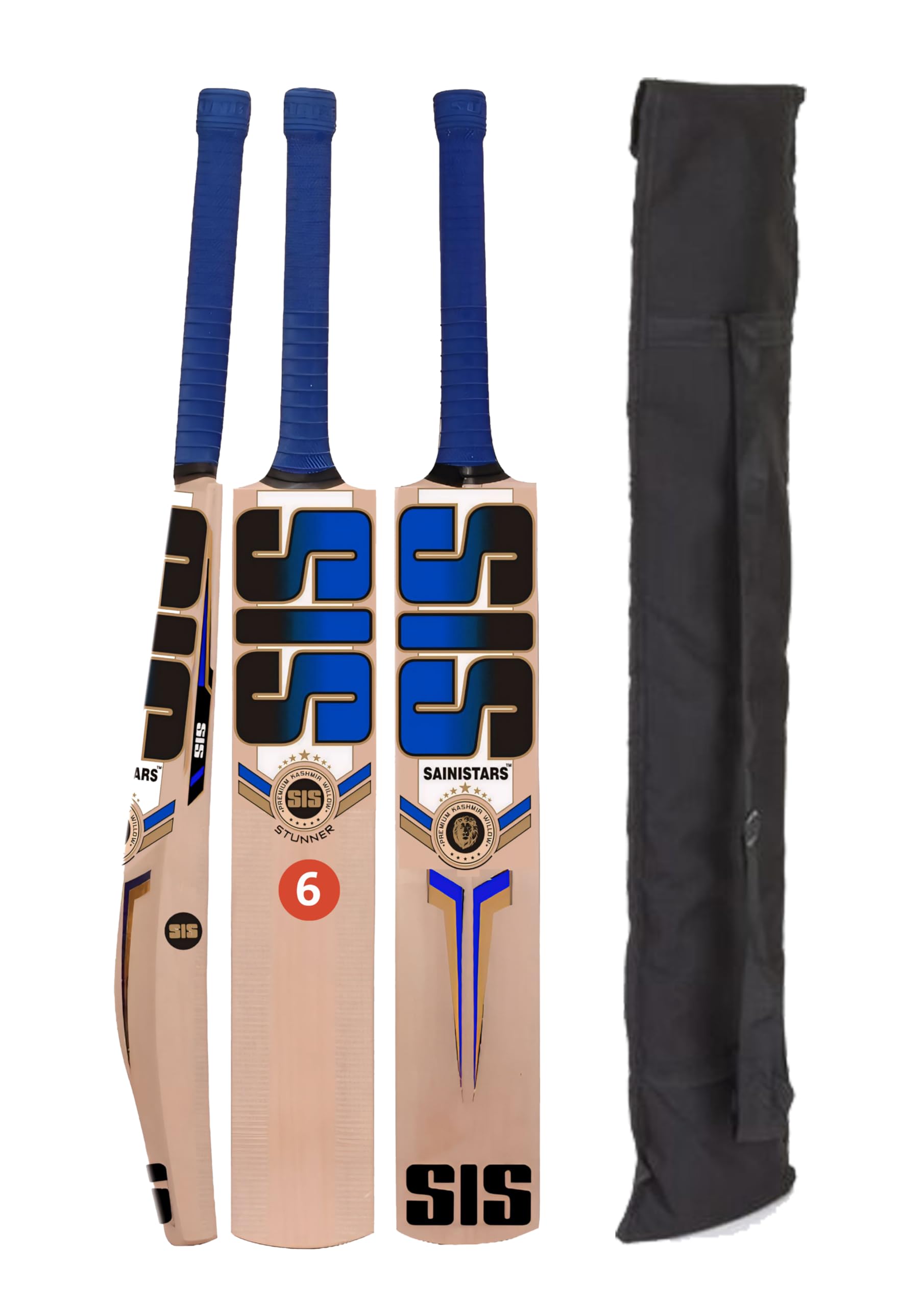 SIS SAINISTARS Grand Edition Cricket Bat, Willow, Set of 1 Popular Willow Tennis Cricket Bat Suitable for Stree, Tournaments Practice Bat (Blue, Size-06)
