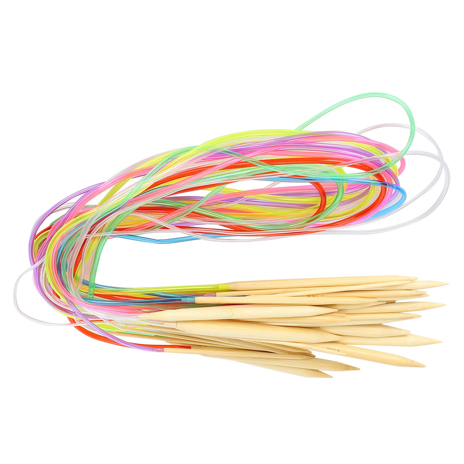 Jelquix Circular Needle Knitting Set Colorful Bamboo Tubes 18Pcs Kit for Scarves Sweaters Cushions Crafts Household (100cm)