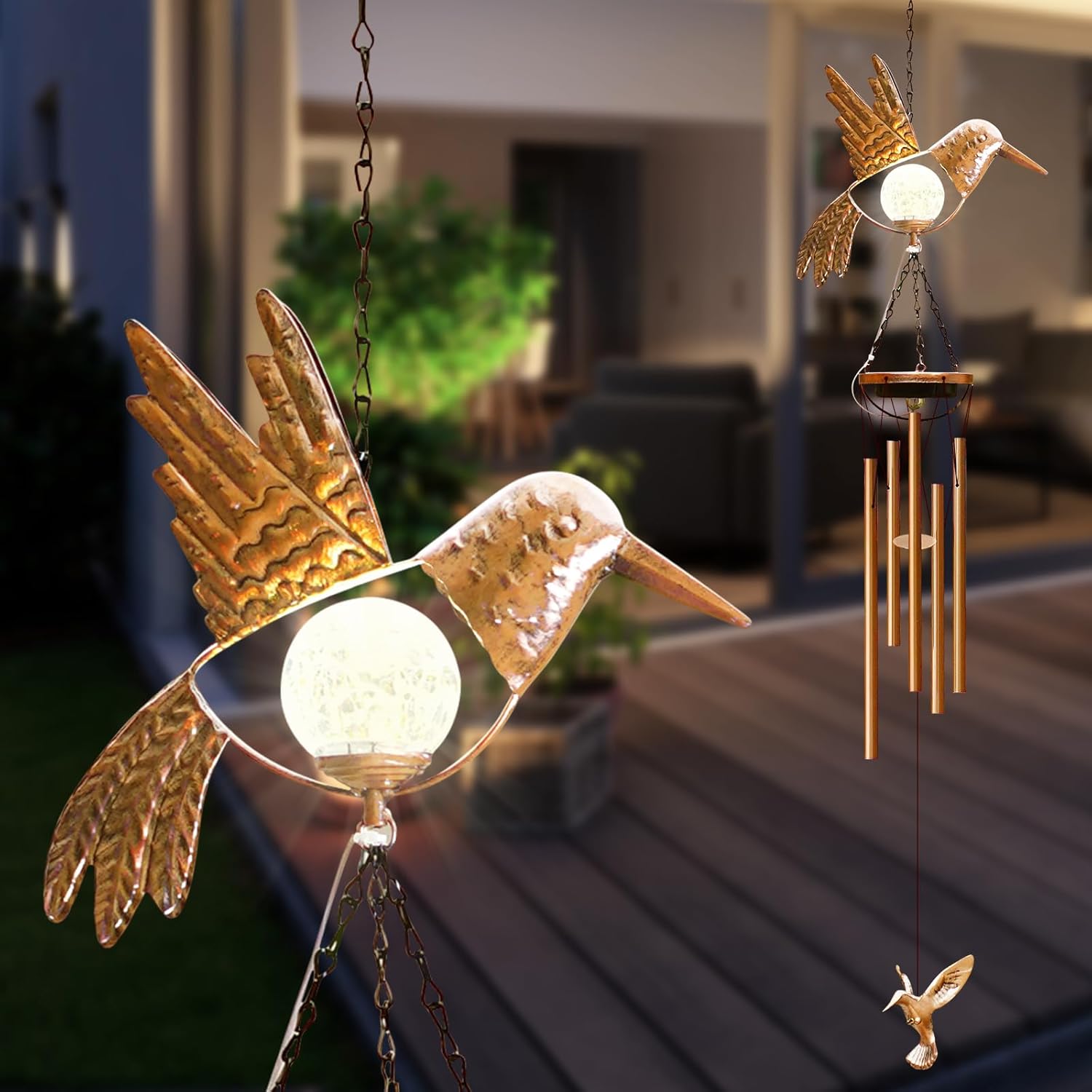 Wind Chimes Outdoor Indoor Decor: Christmas for Mom Grandma Women Birthday Gifts - Outside Lights for Garden Yard Patio Porch (Hummingbird)