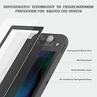 Vista 2 de eXtremeRate 2 Pack Gray Border Transparent HD Clear Saver Protector Film, Tempered Glass Screen Protector for Nintendo Switch Lite Anti-Scratch