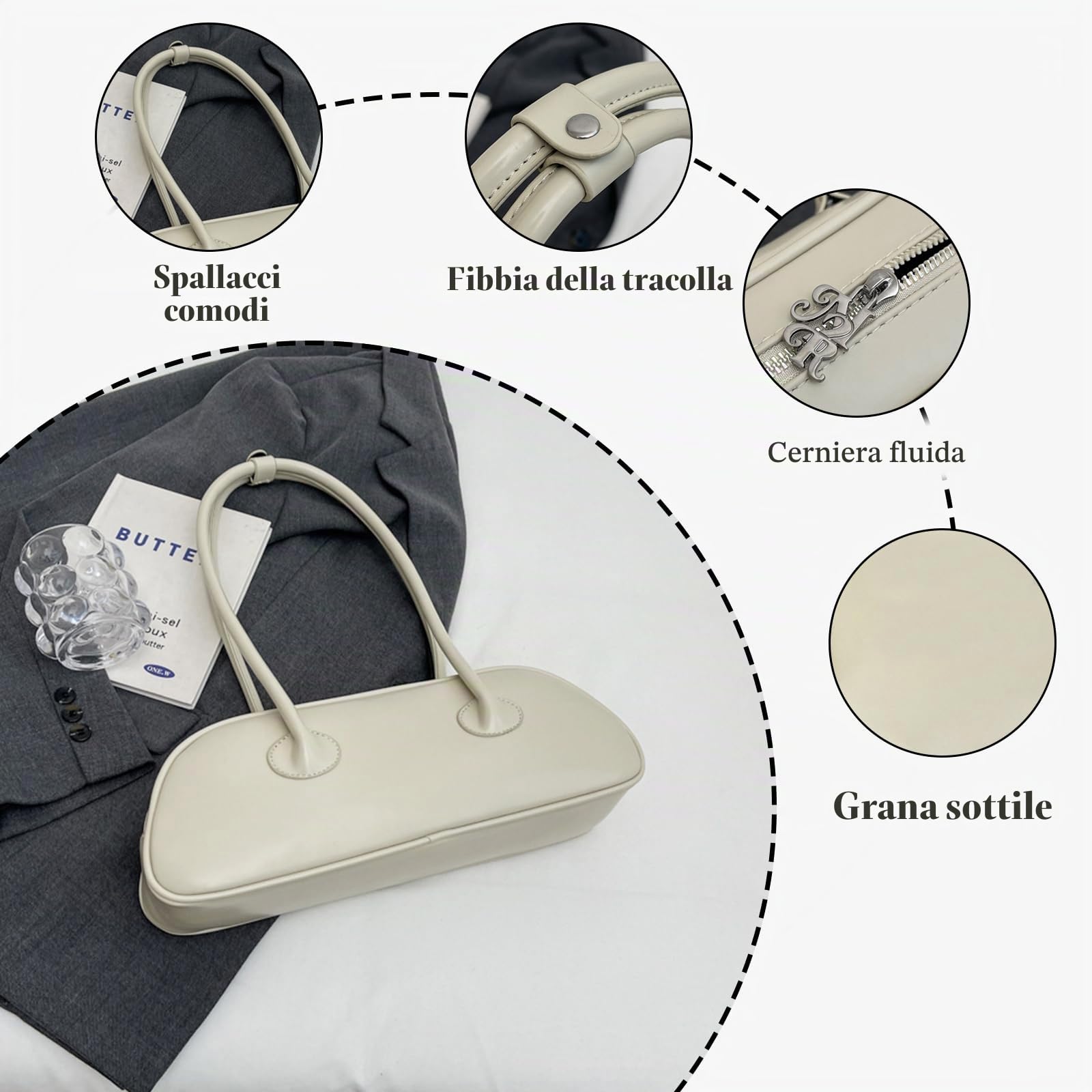 CORIOS Piccolo Borsa a Mano PU Pelle a Spalla Impermeabile a Tracolla Elegante Ascellare da Donna - Moda Viaggio Lavoro Shopping Tote Nero