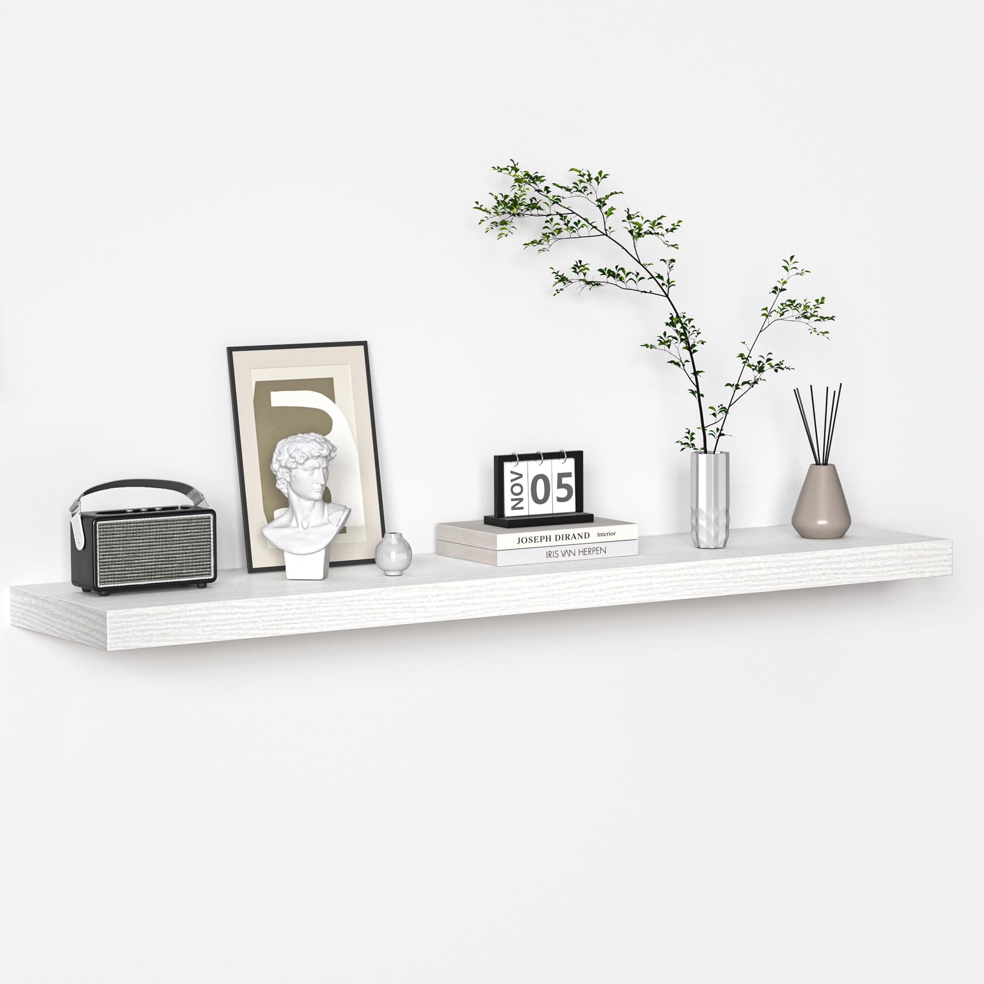 Floating Shelves - 10.3 Inch Deep Wall Shelf for Decor & Storage - Wall Mounted Display Shelving with Invisible Heavy-Duty Metal Bracket - 48" W x