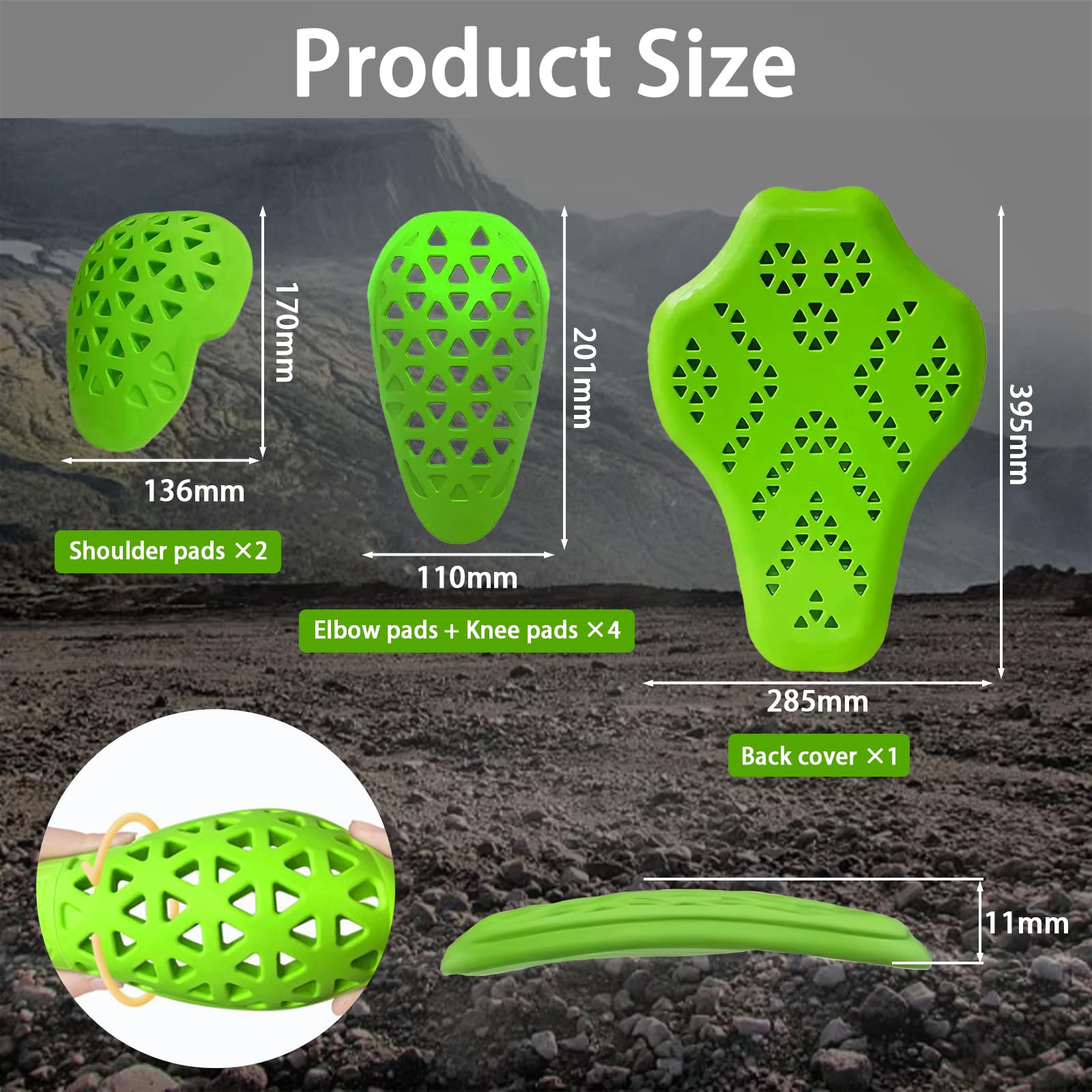 BRGD 7 Piezas Juego de Protectores para Moto, Alta Seguridad Insertos Amortiguadores para Motociclismo, Ciclismo de Montaña, Motocross y Skateboarding
