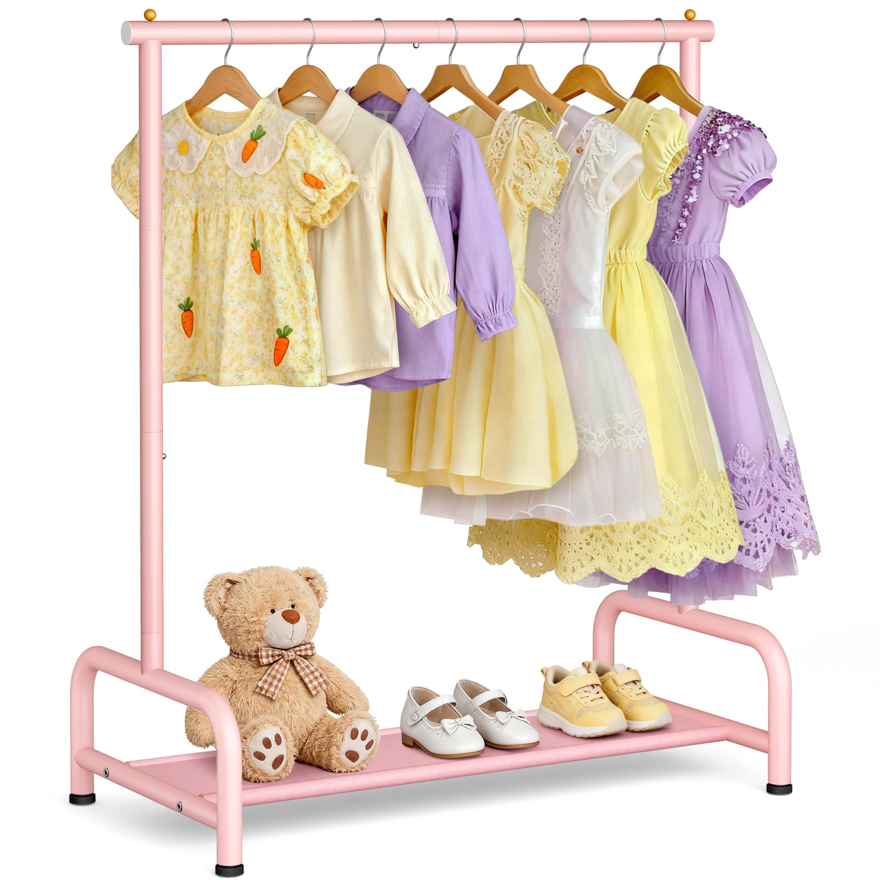 Soarine Kids Clothing Rack for Hanging Clothes Dress Up Storage with Bottom Shelf Small Baby Clothes Rack for