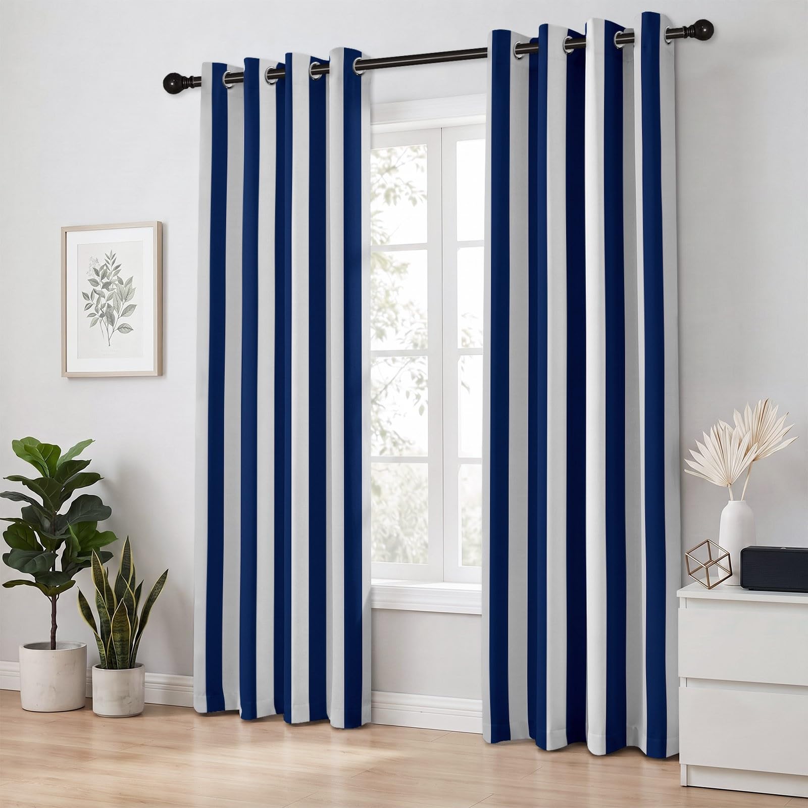 Tende moderne, geometriche, blu marino, per ragazzi e ragazze, classiche, oscuranti, con occhielli, per cameretta dei bambini, camera da letto, 245 x 140 cm (altezza x larghezza), 2 pezzi