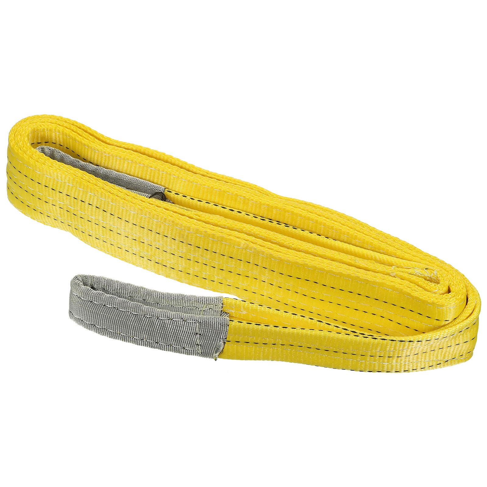 PATIKIL 3" x 11,5' Fascia di Sollevamento, 6613lbs Imbracature Sollevamento Piatte Occhio per Occhio, Cinghie Mobili Sollevamento Tessuto Poliestere a 2 Strati, Giallo