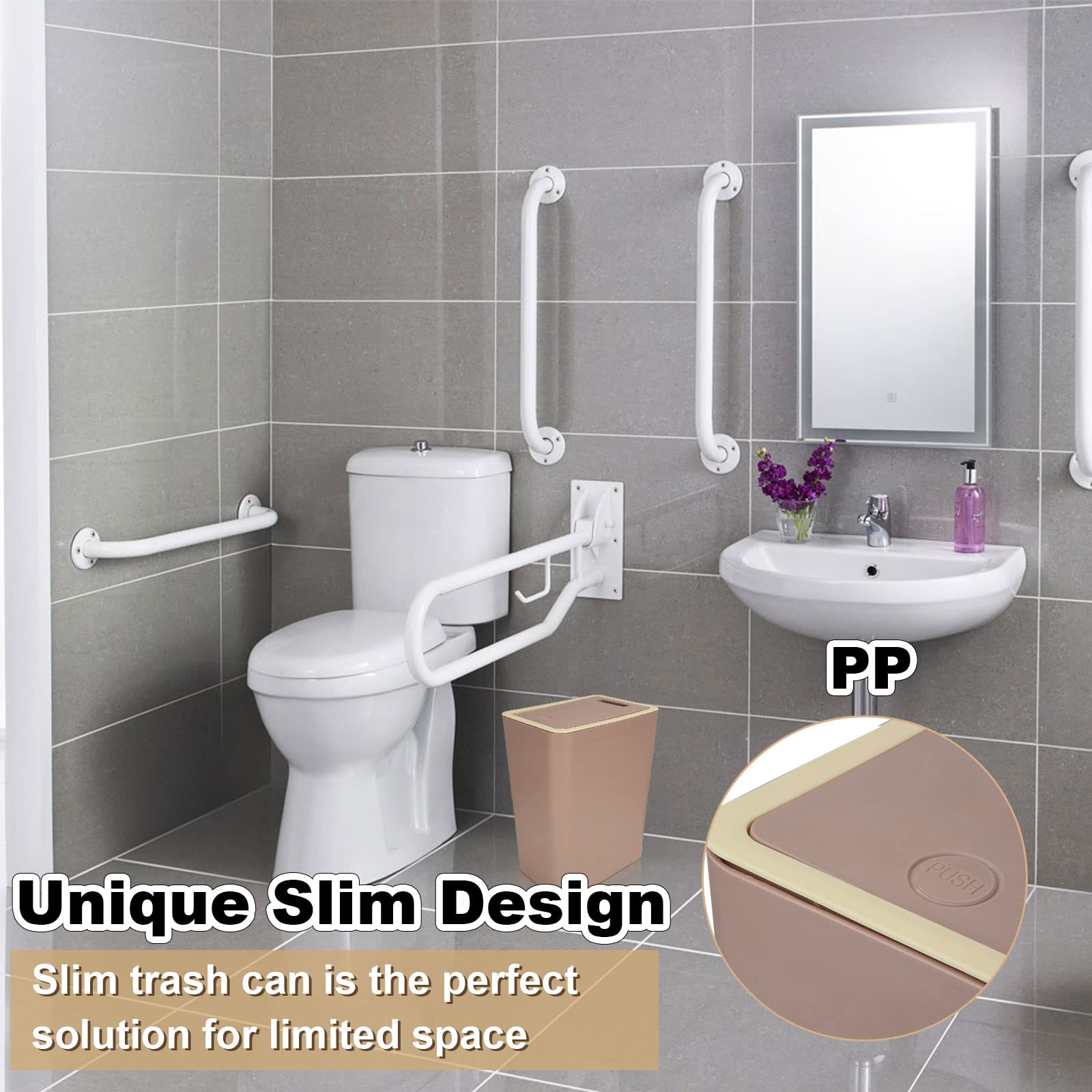 Pattumiera a pedale, 12 litri, secchio interno in plastica estraibile, per cucina e bagno, acciaio, bianco, relaxdays | Leroy Merlin