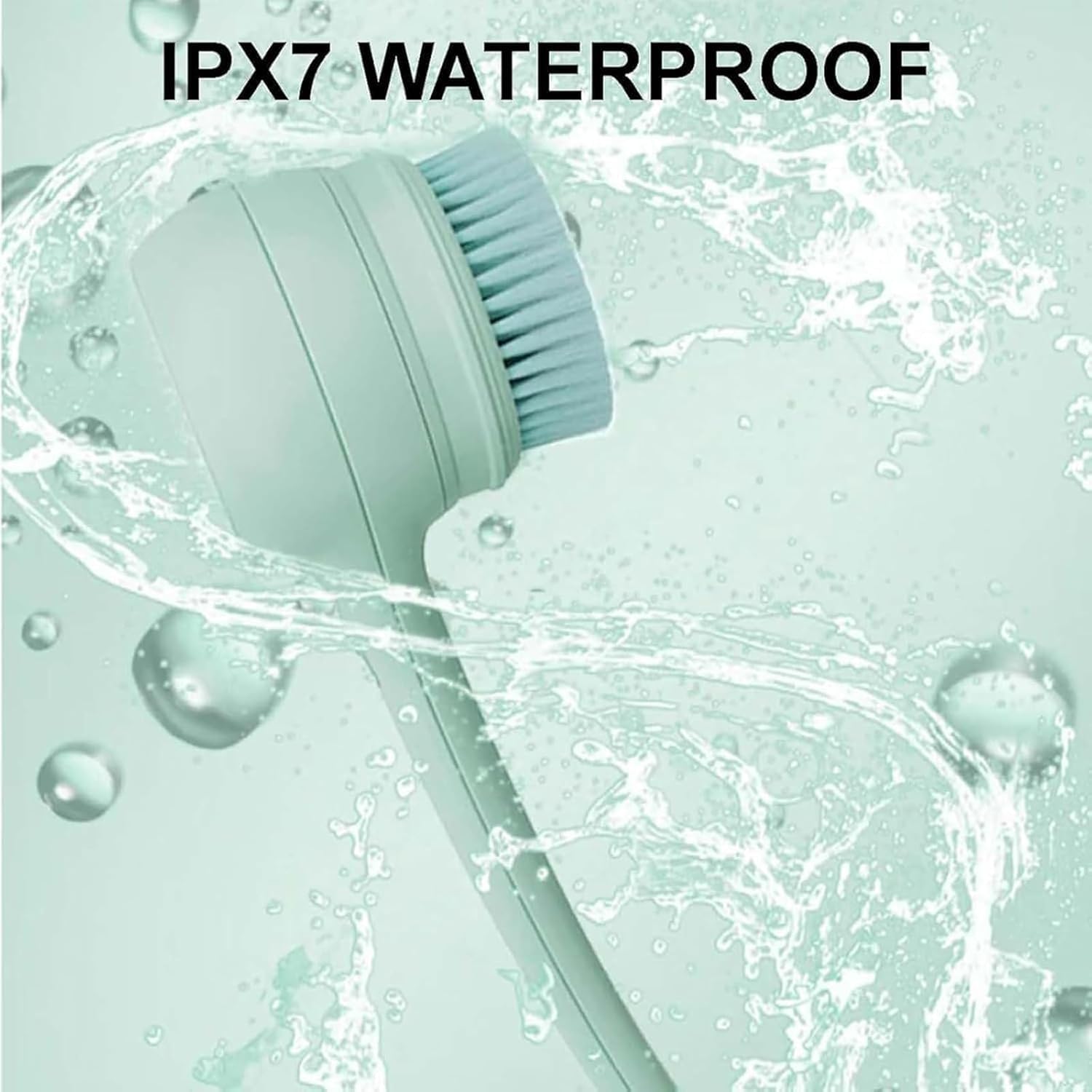 Cepillo de baño de doble mango, cepillo de ducha eléctrico para cuerpo, cepillo de ducha eléctrico, exfoliante, masaje exfoliante, giro automático, recargable, impermeable IPx7 (beige)