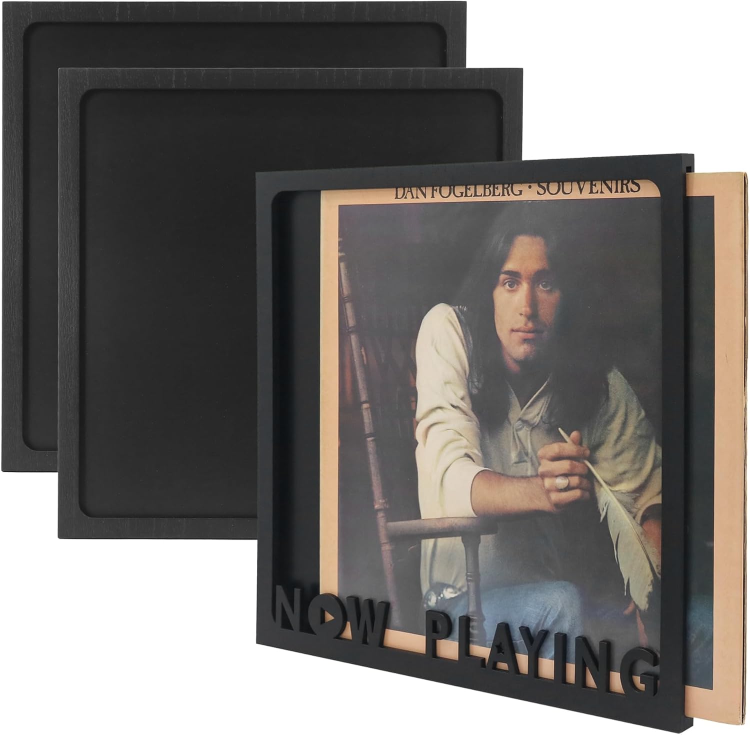 FramePro Vinyl Record Frame Now Playing Case Holder, Display 12.5x12.5 Album Cover Black Pack of 3